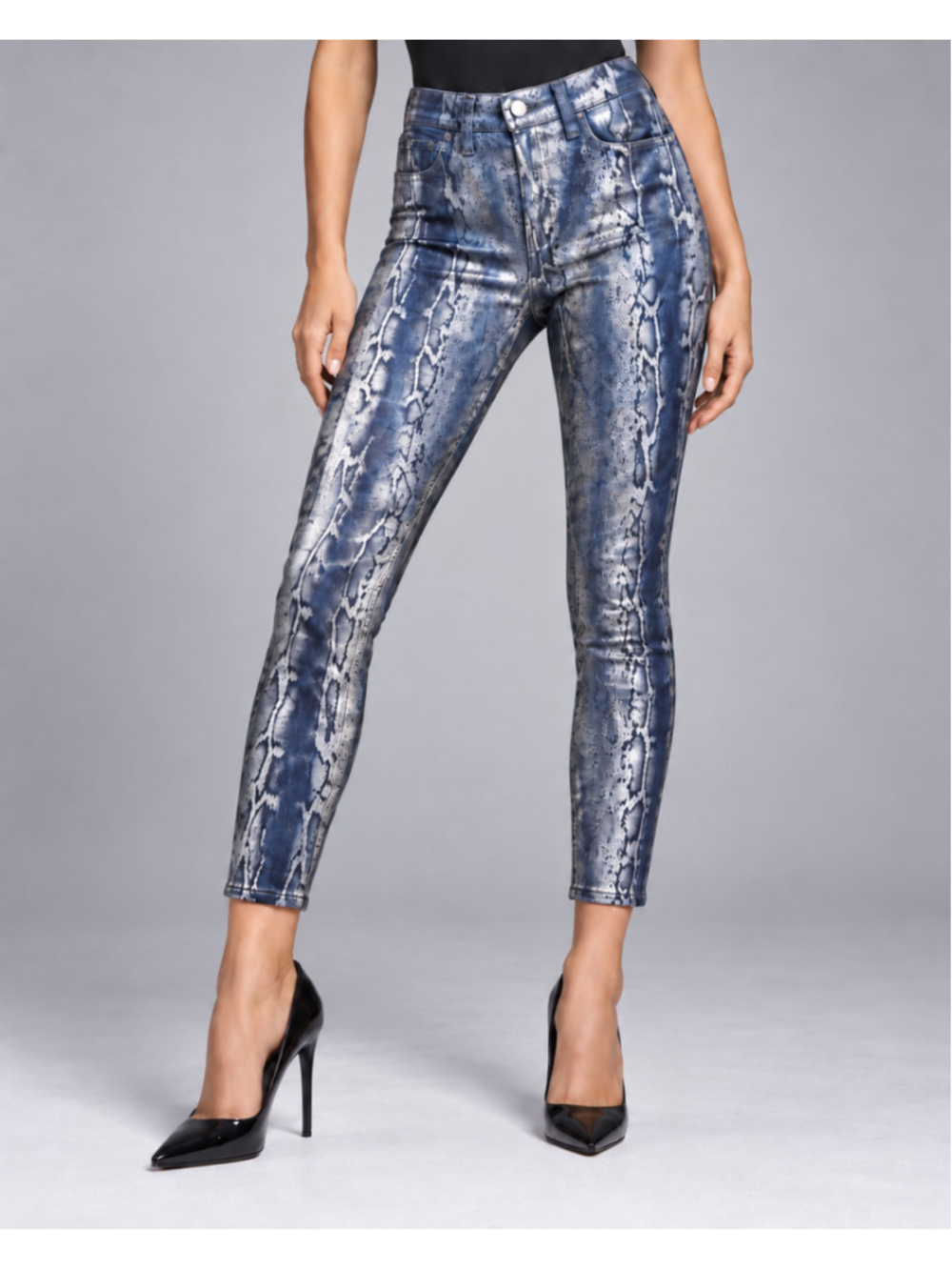 L’AGENCE Margot Neptune Snake Foil High Rise Skinny Jeans Size 25 NWOT